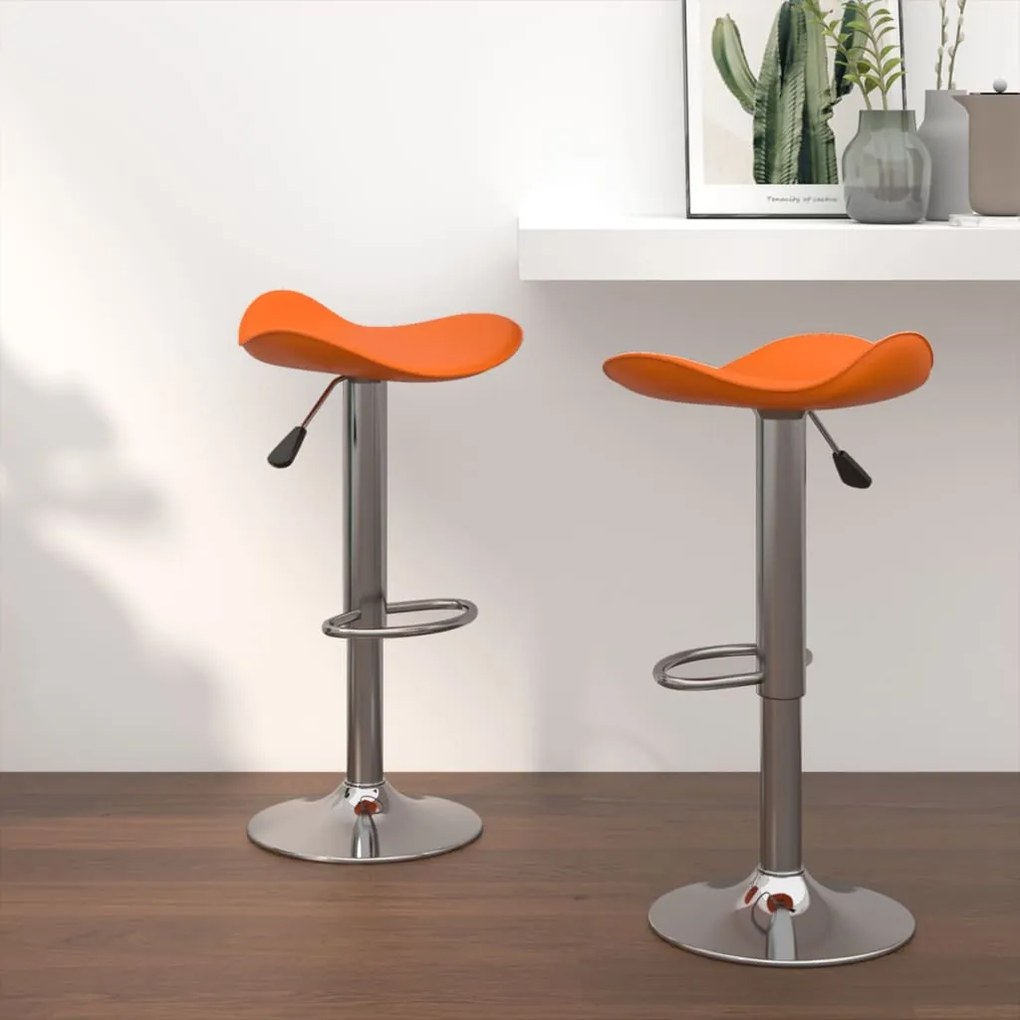 vidaXL Bancos de bar 2 pcs aço cromado e couro artificial laranja