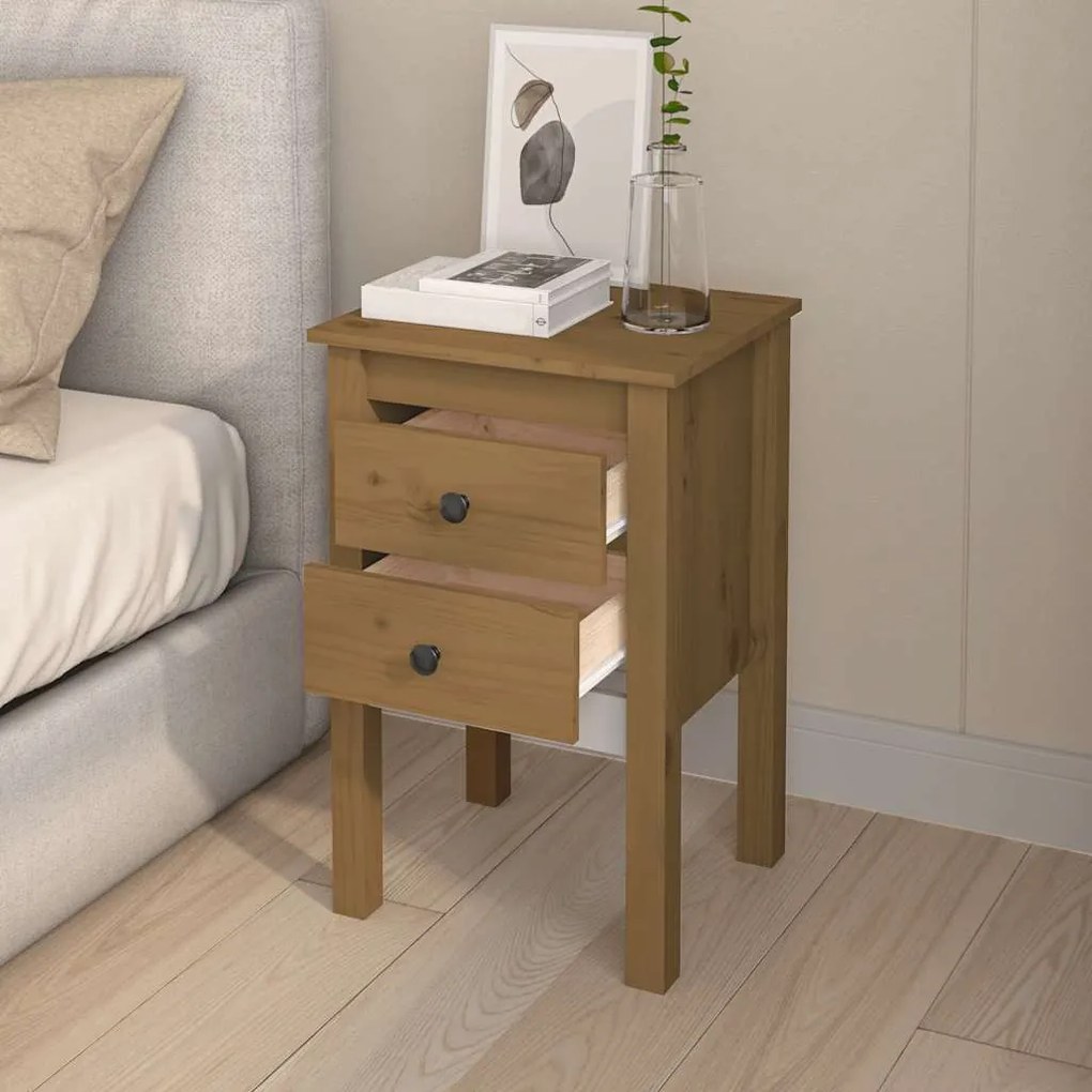 Mesa de cabeceira 40x35x61,5 cm pinho maciço castanho mel