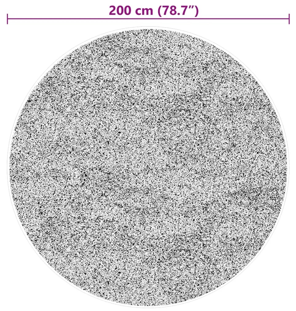Tapete pelo curto macio e lavável HUARTE Ø 200 cm preto