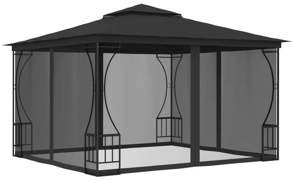 vidaXL Gazebo com redes 300x300x265 cm antracite