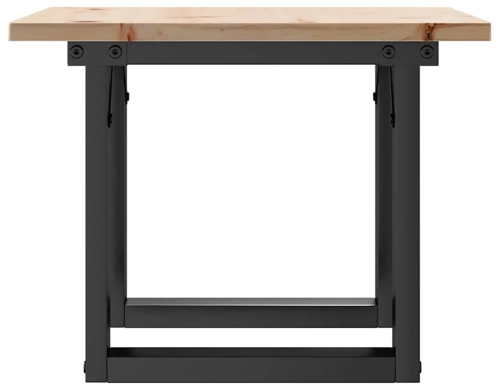 Mesa de centro estrutura em O 50x50x35 cm pinho e aço