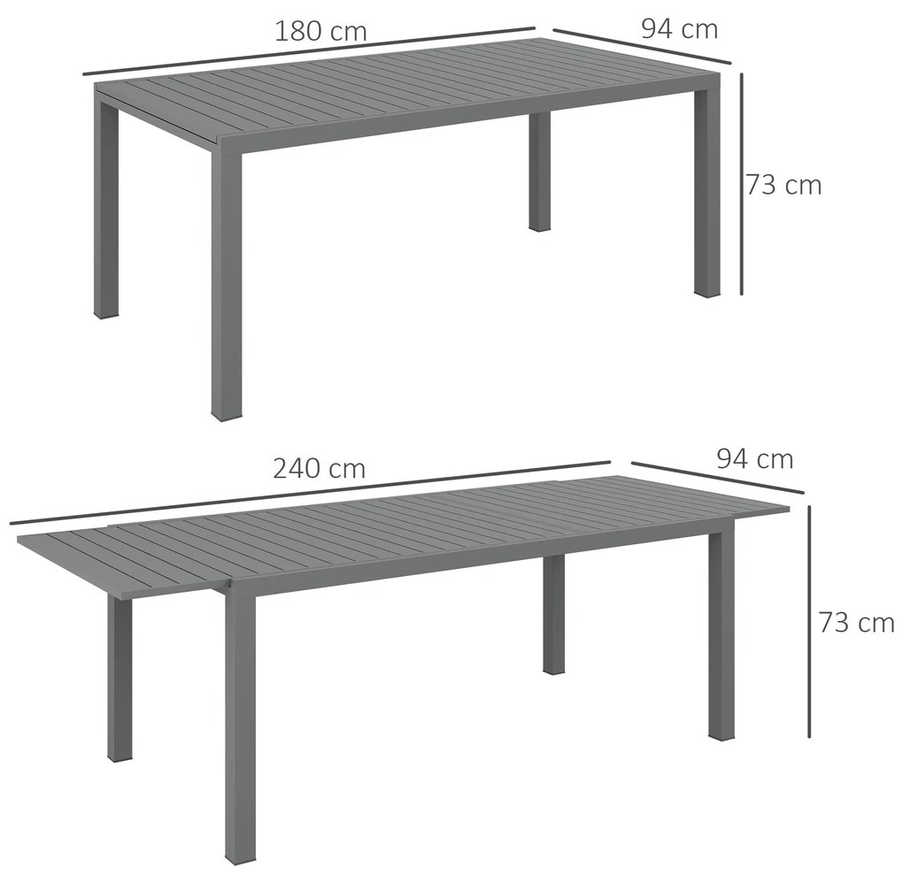 Mesa de Jardim Extensível Mesa de Jantar Exterior Mesa de Terraço Reta