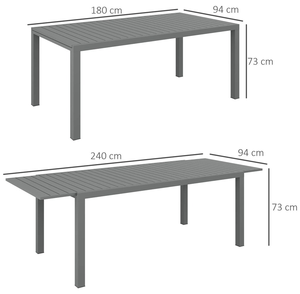Outsunny Mesa de Jardim Extensível Mesa de Jantar Exterior Mesa de Ter