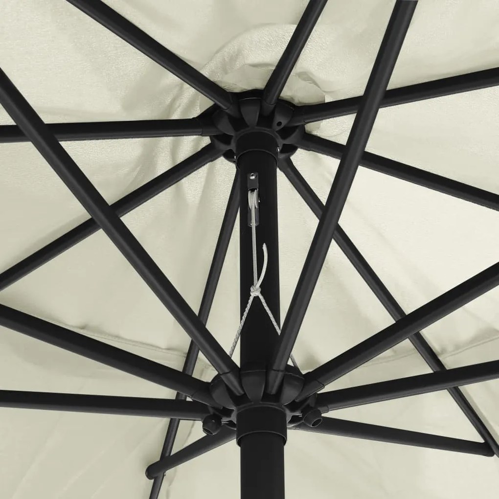 Guarda-sol de jardim com poste de metal 390 cm branco areia