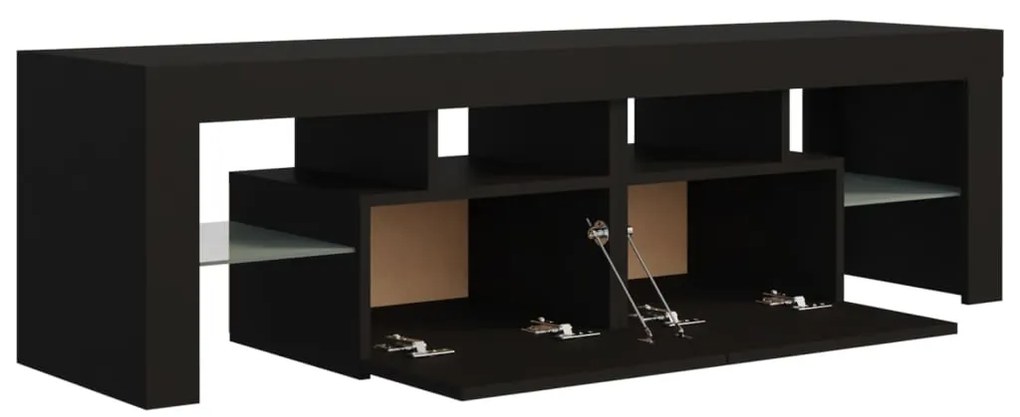 Móvel de TV com luzes LED 140x36,5x40 cm preto