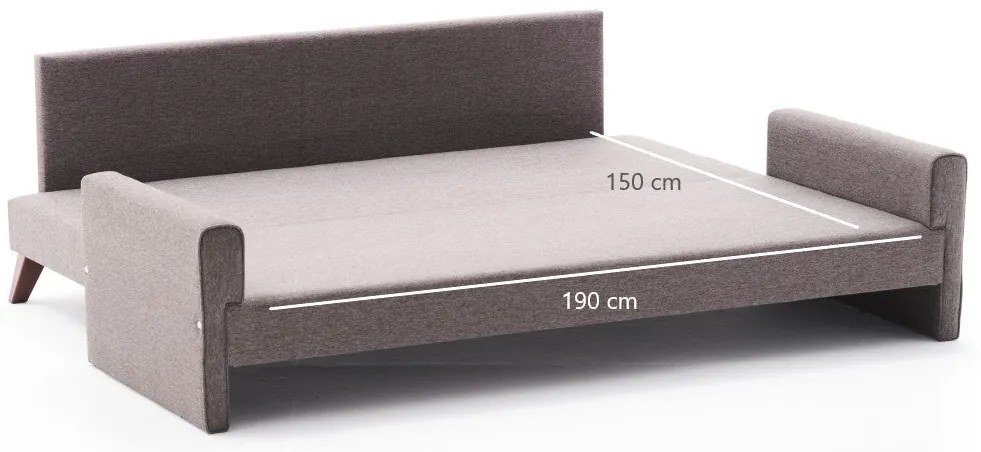 Sofá-Cama 3 Lugares Bella – Castanho – 208 x 85 x 81 cm