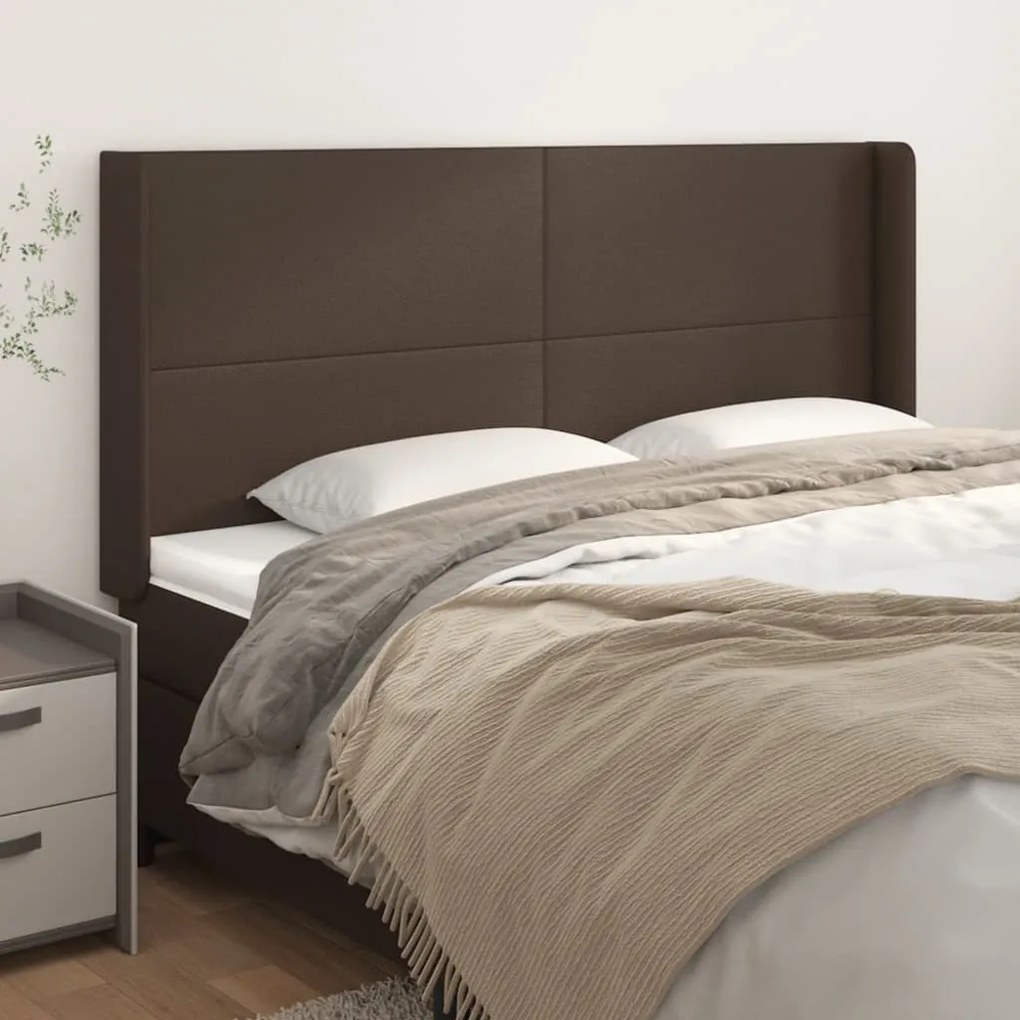 vidaXL Cabeceira cama c/ abas couro artif. 203x16x118/128 cm castanho