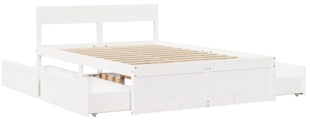 Cama sem colchão 140x190 cm madeira de pinho maciça branco