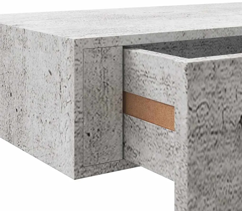 Prateleira parede c/ gaveta MDF 60x23,5x10 cm cinzento-cimento