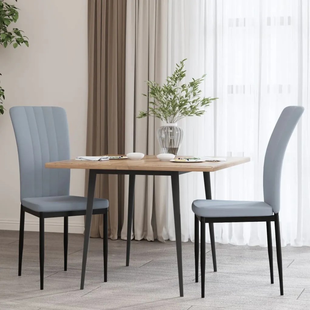 326093 vidaXL Cadeiras de jantar 2 pcs veludo cinzento-claro