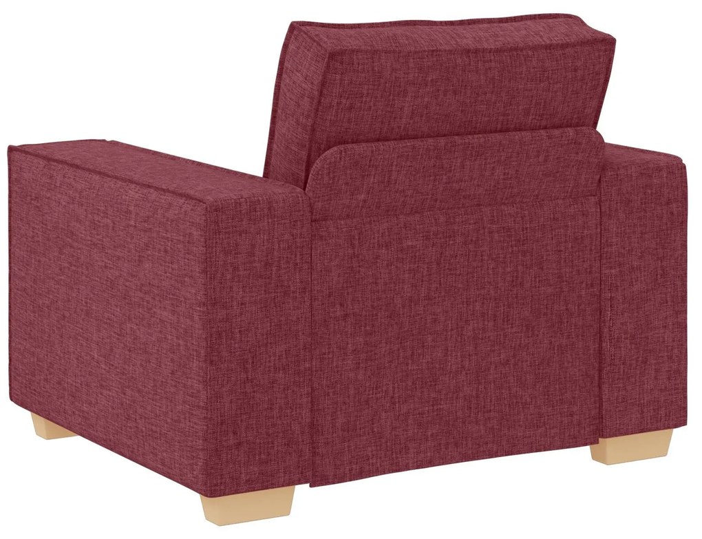 Conjunto de Sofá de 3 Peças com Almofadas Vermelho Vinho