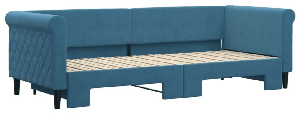 Sofá-cama com gavetão 80x200 cm veludo azul