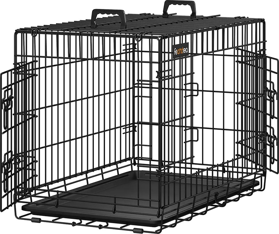 Gaiola para cães com 2 portas 77,5 x 48,5 x 55,5 cm Preto