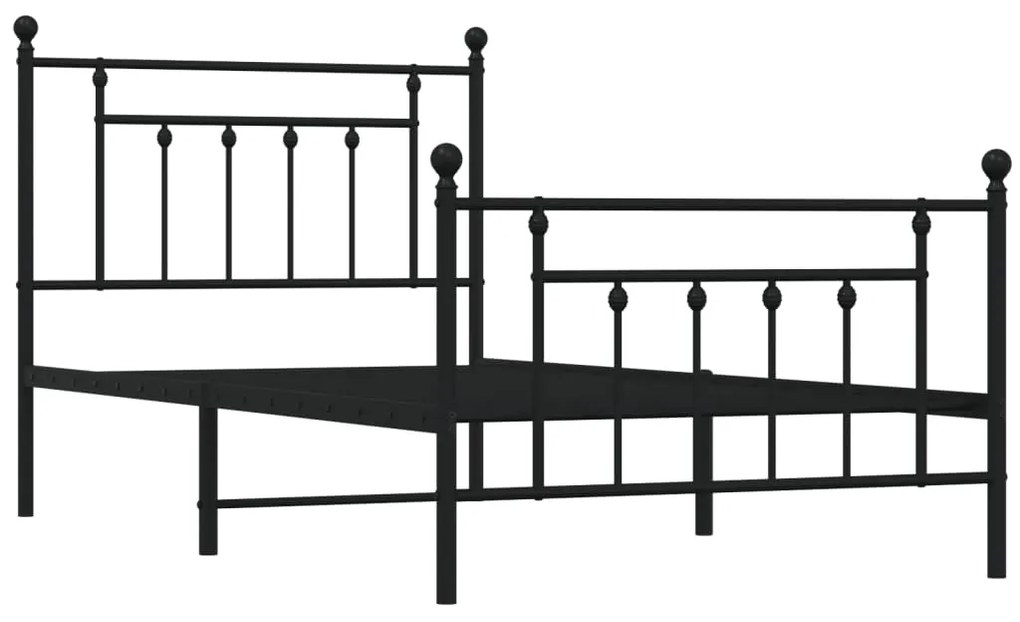 Estrutura de cama com cabeceira e pés 100x190 cm metal preto