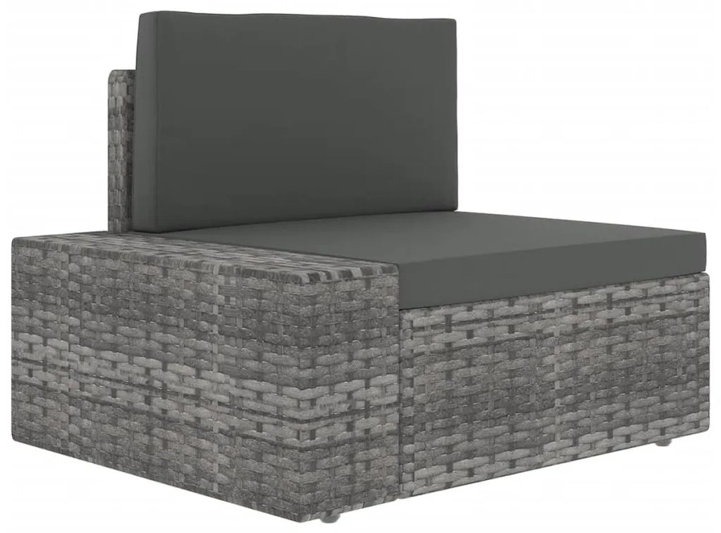 7 pcs conjunto lounge de jardim c/ almofadões vime PE cinzento