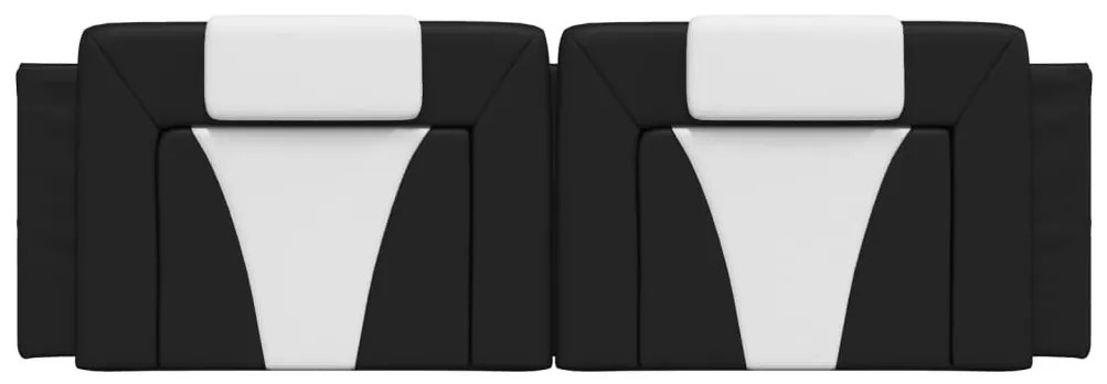 Almofadão de cabeceira 160 cm couro artificial preto e branco