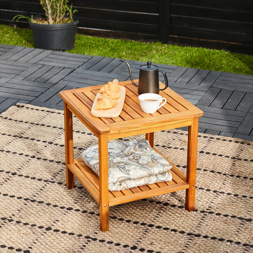 Mesa Jardim auxiliar Washington em madeira de acácia 45x45x45cm Castanha