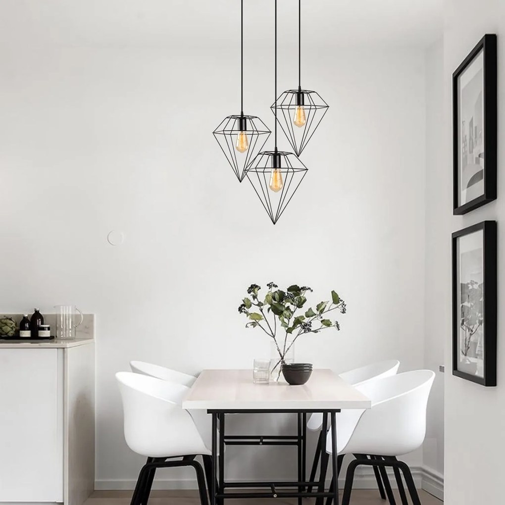 Candeeiro Suspenso Elmas – Preto – Diâmetro 50 cm, Altura 133 cm