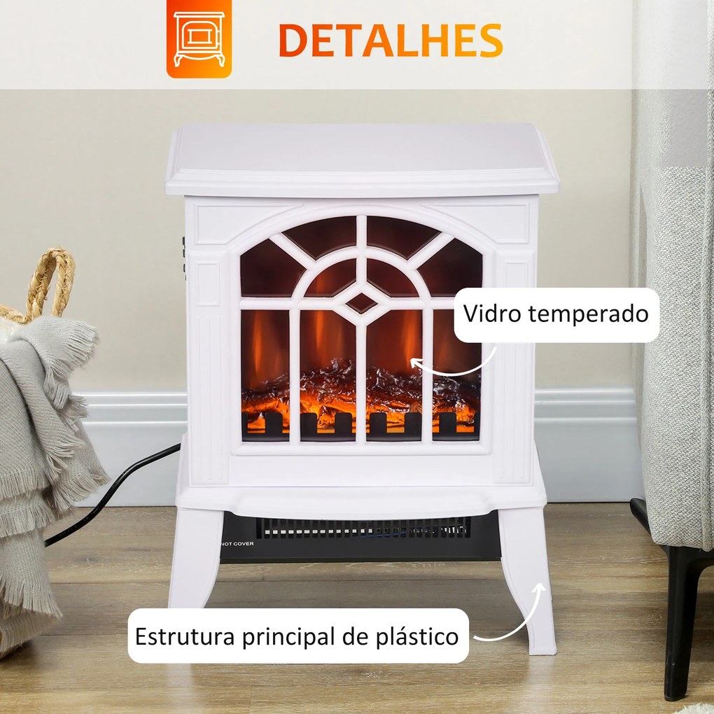 Lareira Elétrica Portátil 1000/2000W com Simulação de Chama Realista T