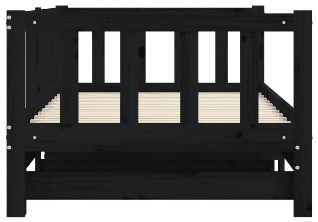 Sofá-cama com gavetão 80x200 cm madeira de pinho maciça preto