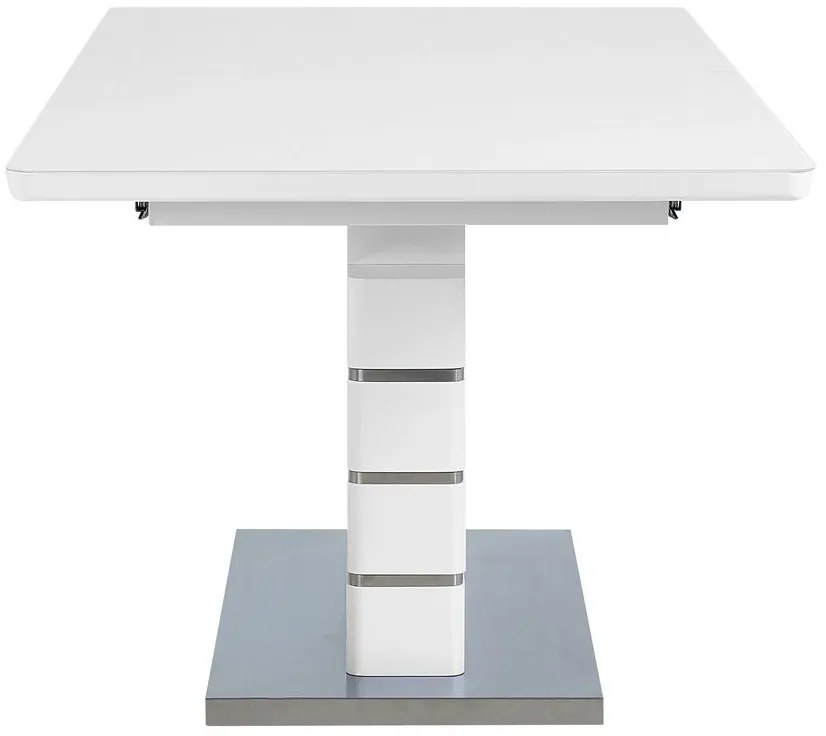 Mesa de jantar com base em aço inoxidável 180/220 x 90 cm branca e prateada HAMLER Beliani