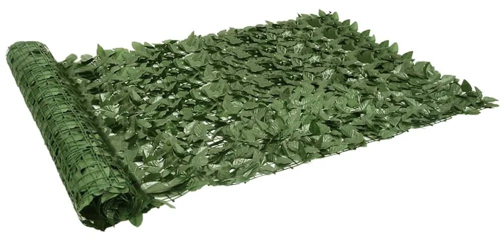 Tela de varanda com folhas verde-escuras 300x150 cm