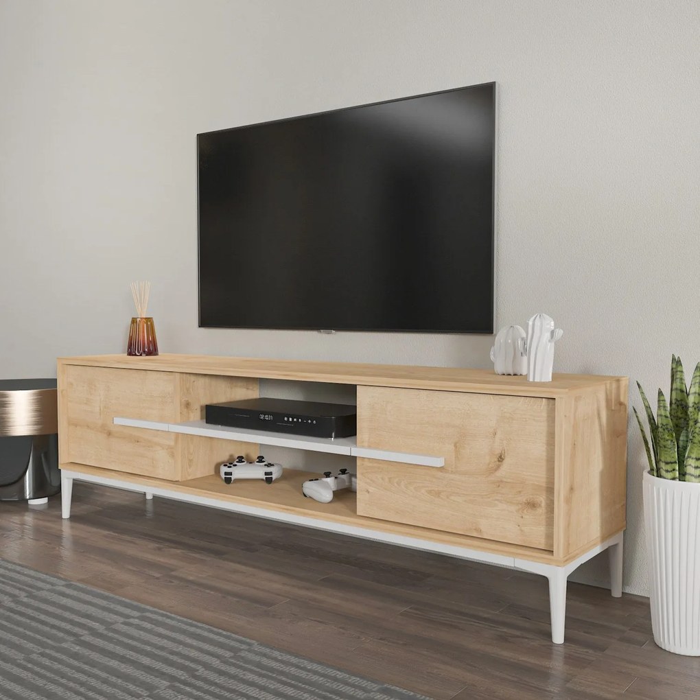 Móvel TV Eslem – Carvalho/Branco – 120x43,6x29,6 cm
