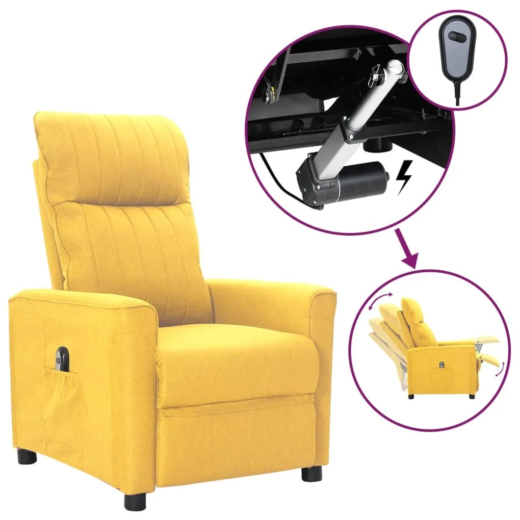 vidaXL Poltrona reclinável elétrica tecido amarelo
