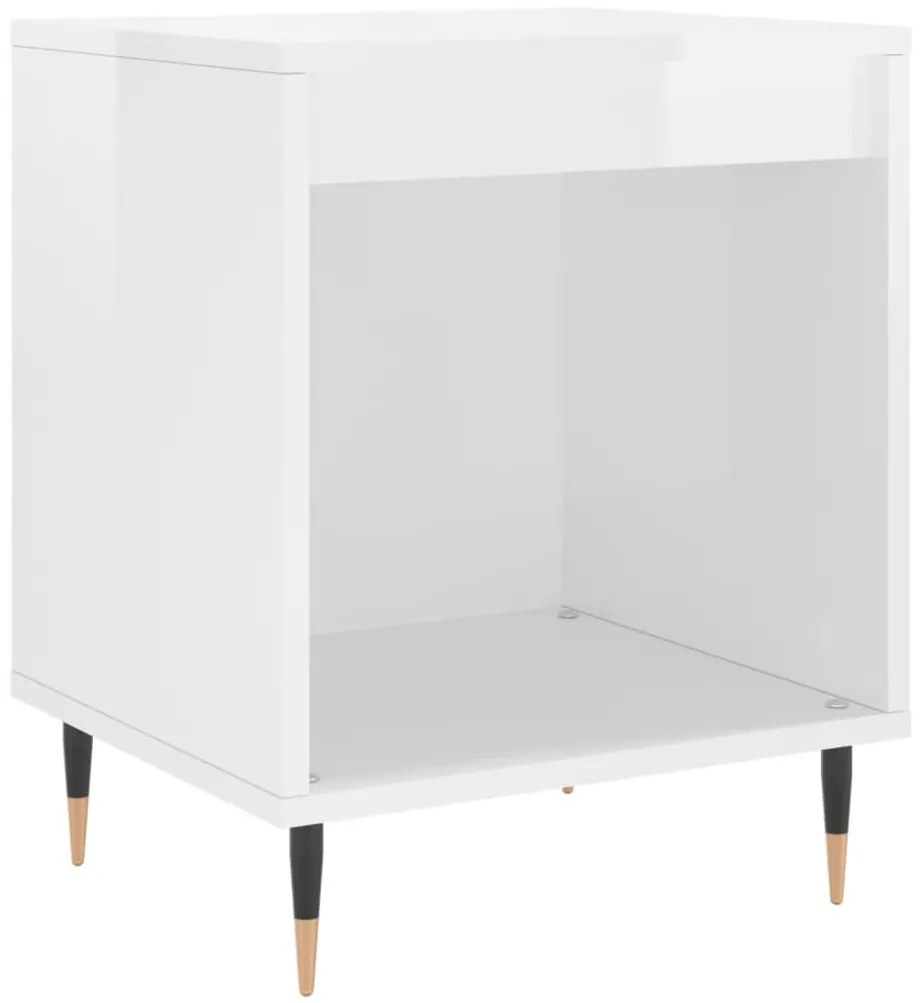 Mesa de cabeceira 2 pcs derivados de madeira branco brilhante