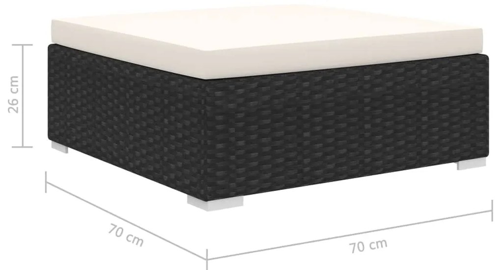 10 pcs conjunto lounge de jardim c/ almofadões vime PE preto