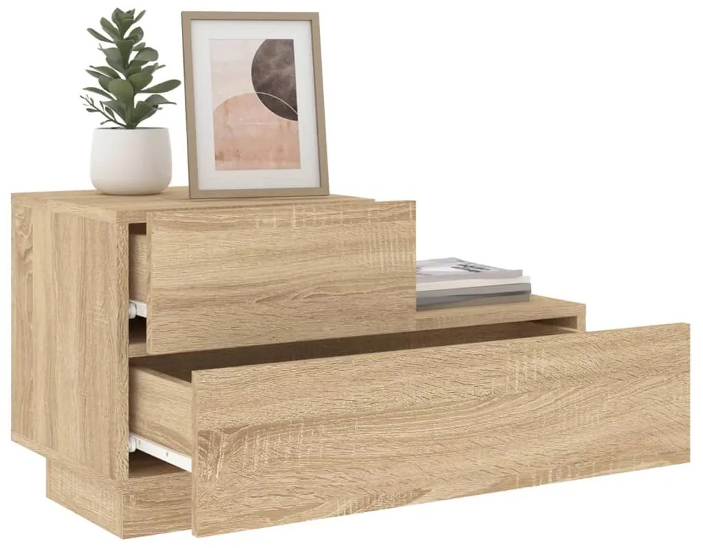Mesa de cabeceira com luzes LED 70x36x40,5 cm carvalho sonoma