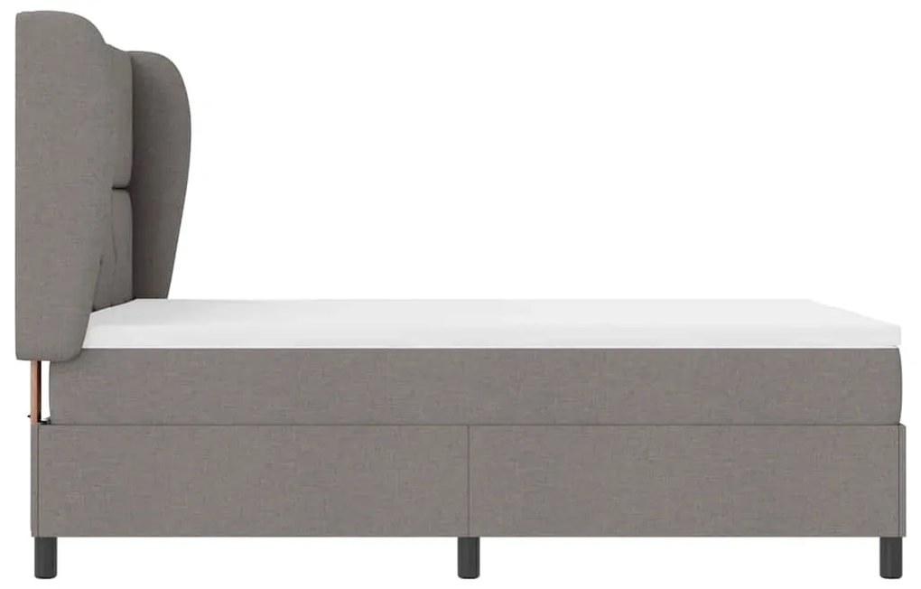 Cama com Estrado e Colchão - Taupe, 140 x 200 cm, Tecido