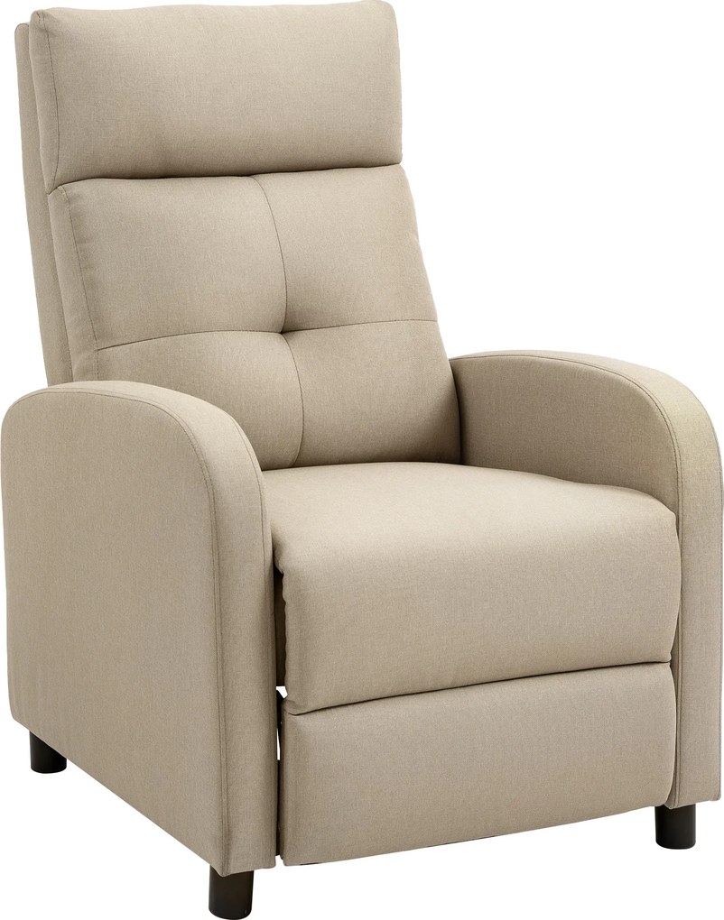 Poltrona Relax Reclinável até 155° Poltrona Reclinável Manual para Pessoas com Altura Inferior 195 cm 67x87x98 cm Bege