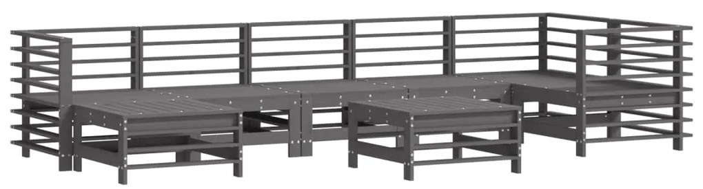 8 pcs conjunto lounge jardim c/ almofadões madeira maciça cinza