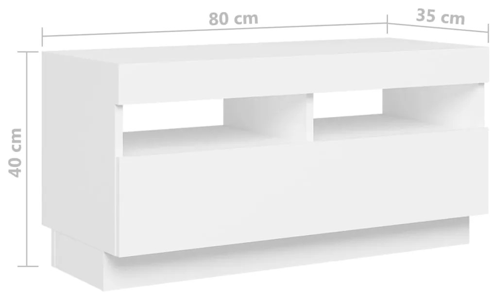 Móvel de TV com luzes LED 260x35x40 cm branco