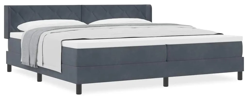 Cama Box com Colchão vidaXL Cinza Escuro 200x200 cm Veludo