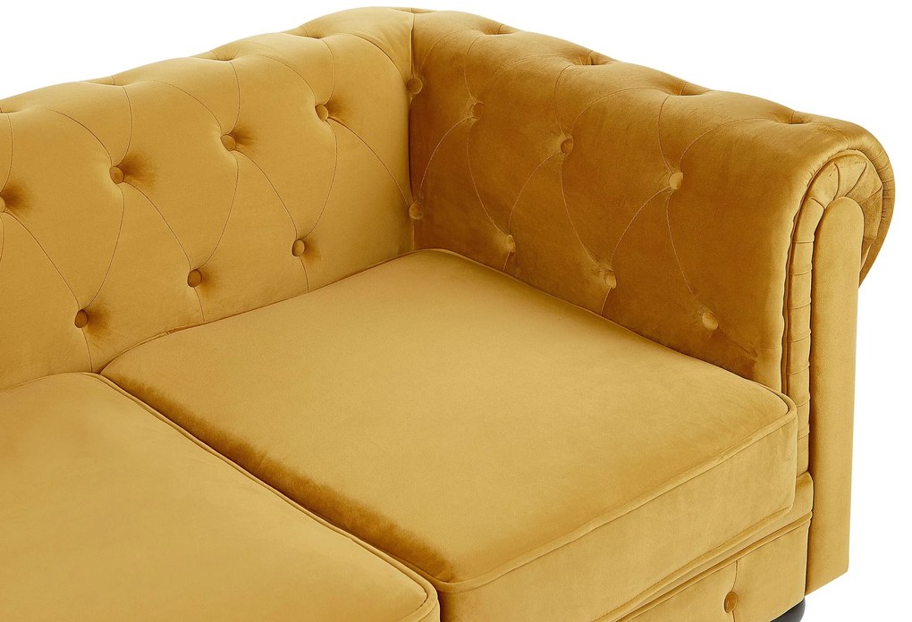 Sofá de 3 lugares em veludo amarelo mostarda CHESTERFIELD Beliani