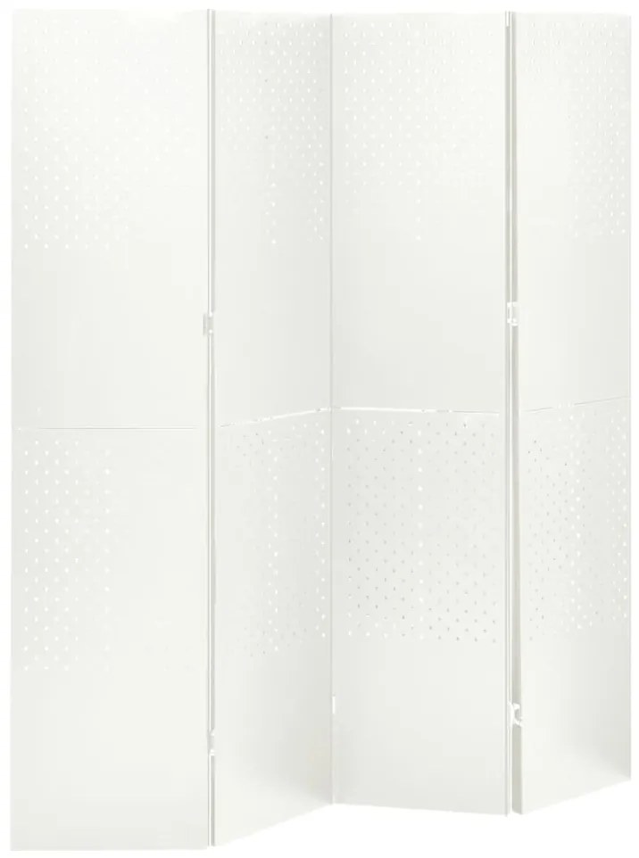 vidaXL Divisória de quarto com 4 painéis aço 160x180 cm branco