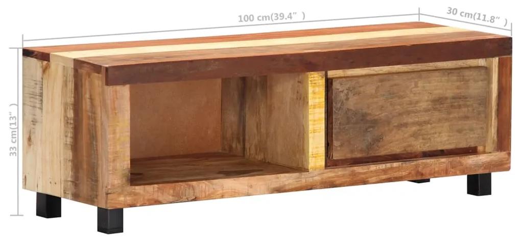 Móvel de TV 100x30x33 cm madeira recuperada maciça