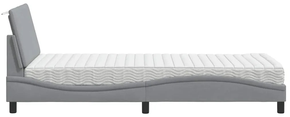 Cama com colchão 90x190 cm tecido cinzento-claro