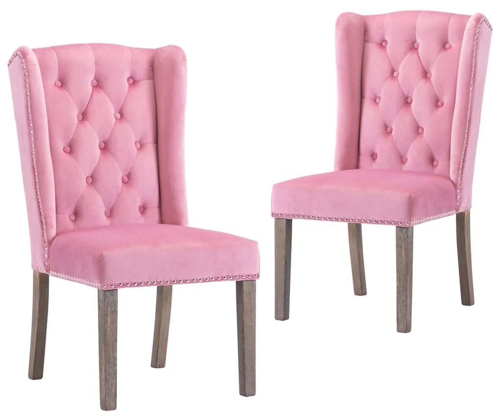 vidaXL Cadeiras de jantar 2 pcs veludo rosa