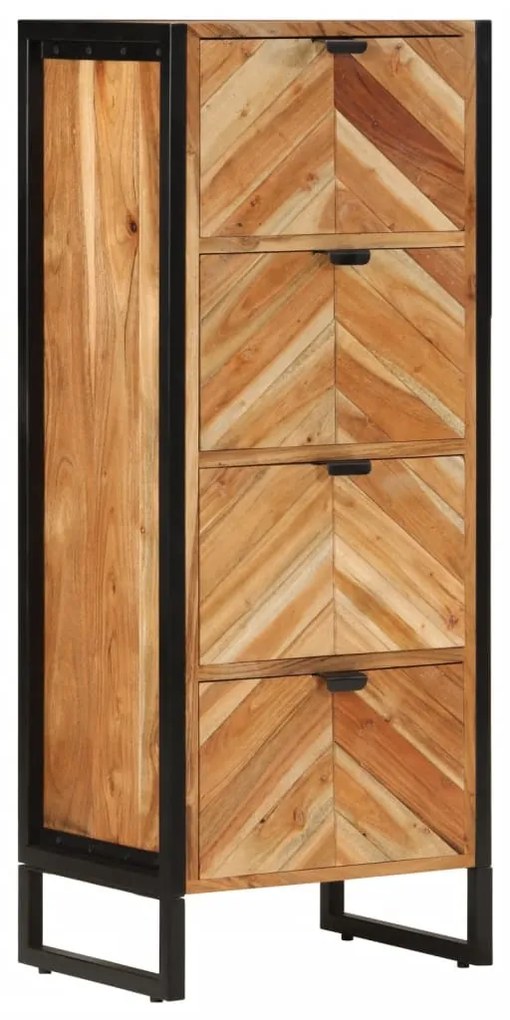 Armário de casa de banho 40x30x100 cm acácia maciça e ferro