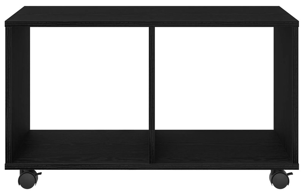 Mesa de Apoio vidaXL com Rodas Preto Carvalho 72x33x42,5 cm Madeira En