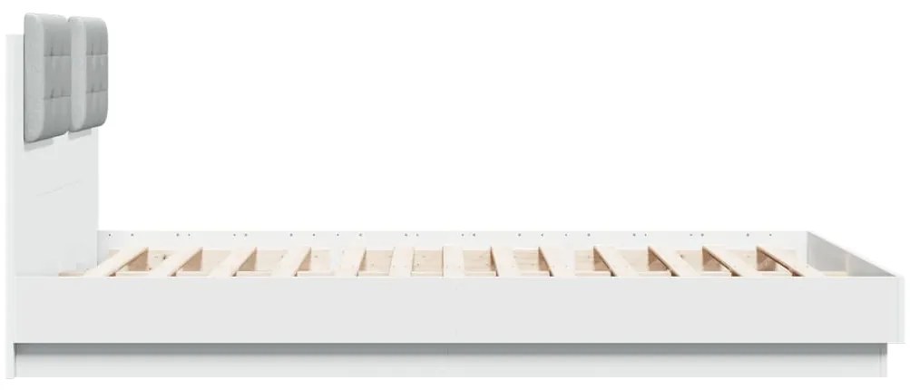 Estrutura de cama com cabeceira e luzes LED 120x200 cm branco