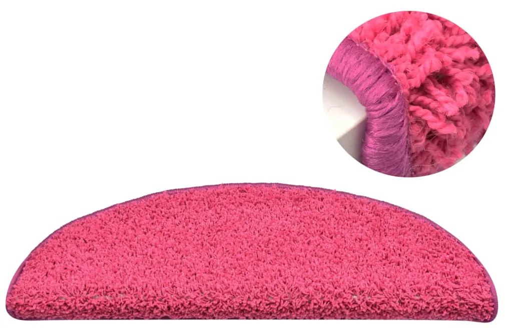 Tapete/carpete para degraus 15 pcs 56x17x3 cm rosa