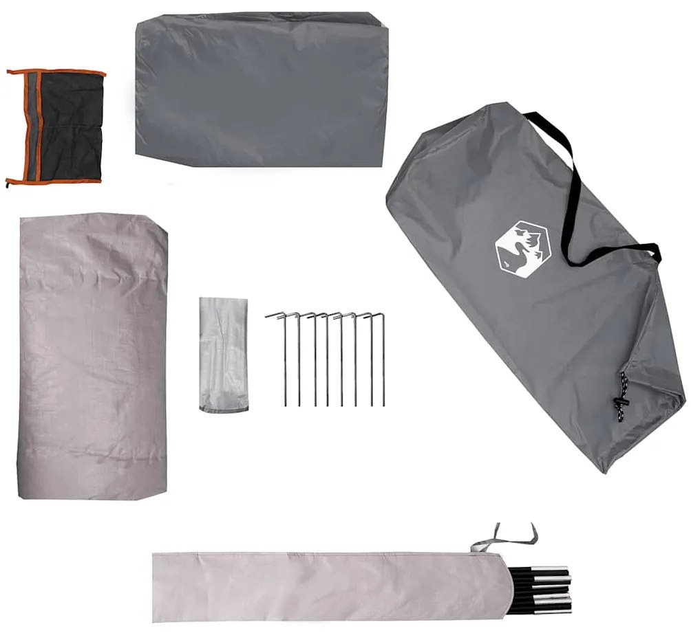 Tenda de campismo p/ 1 pessoa impermeável cinzento e laranja