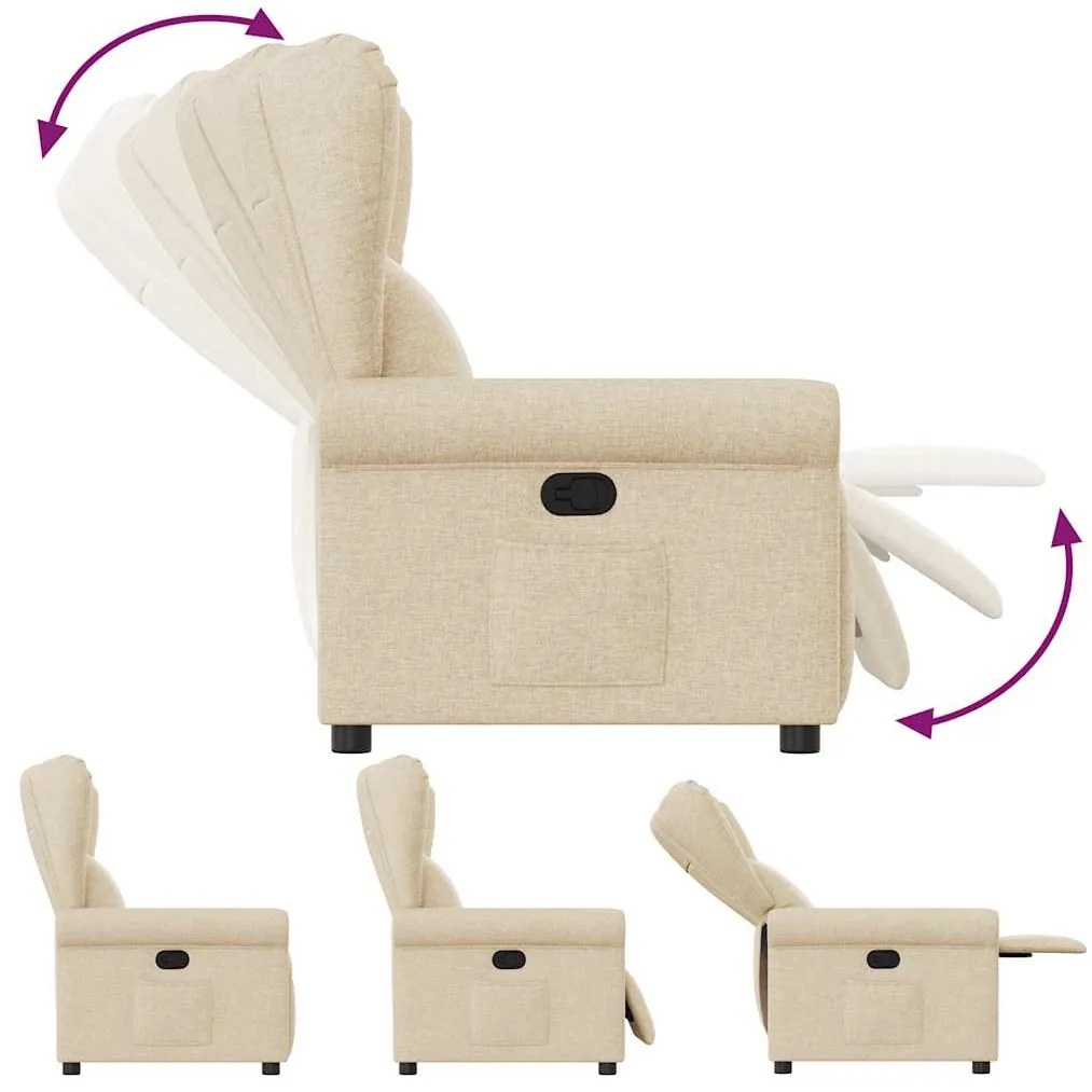 Poltrona reclinável tecido cor creme