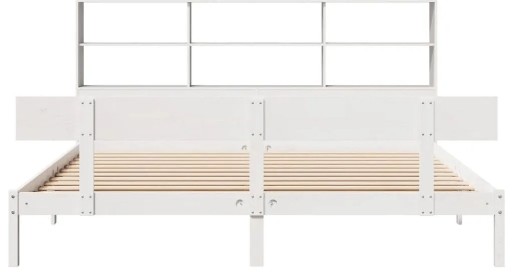 Cama com estante sem colchão 180x200 cm pinho maciço branco
