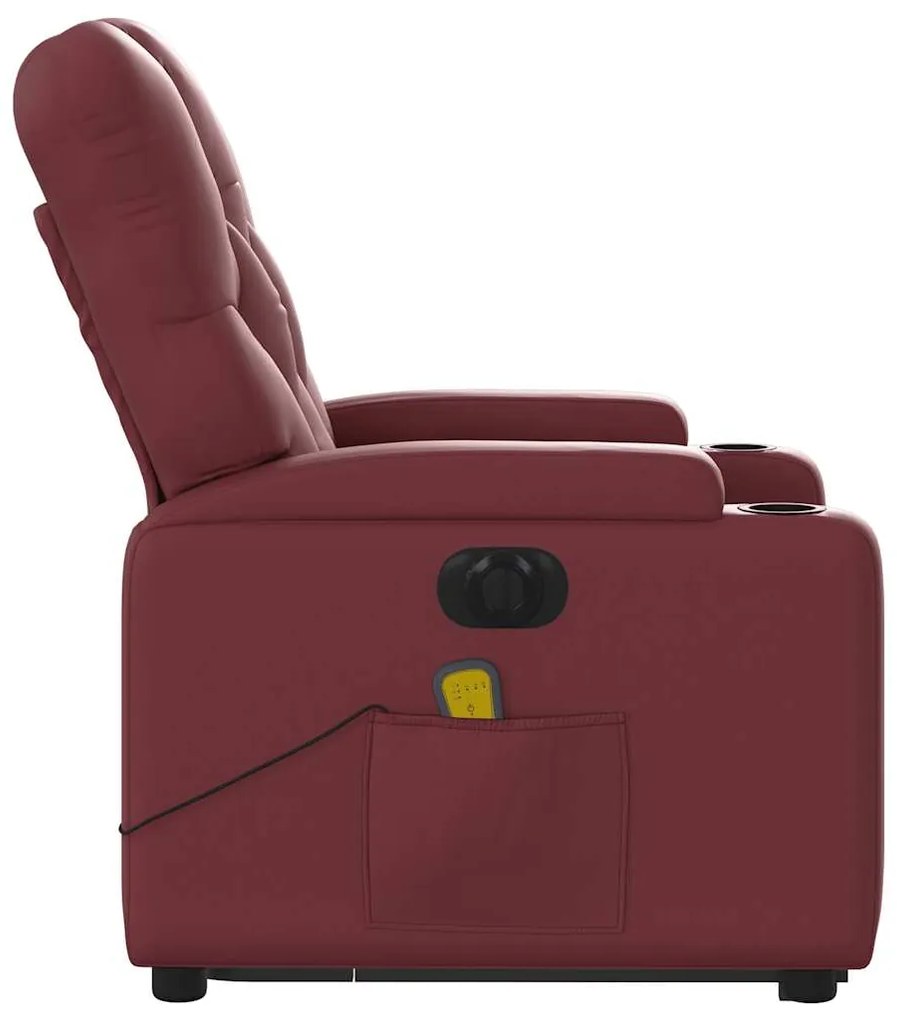 Poltrona reclin. elevatória elétrica couro artif vermelho-tinto