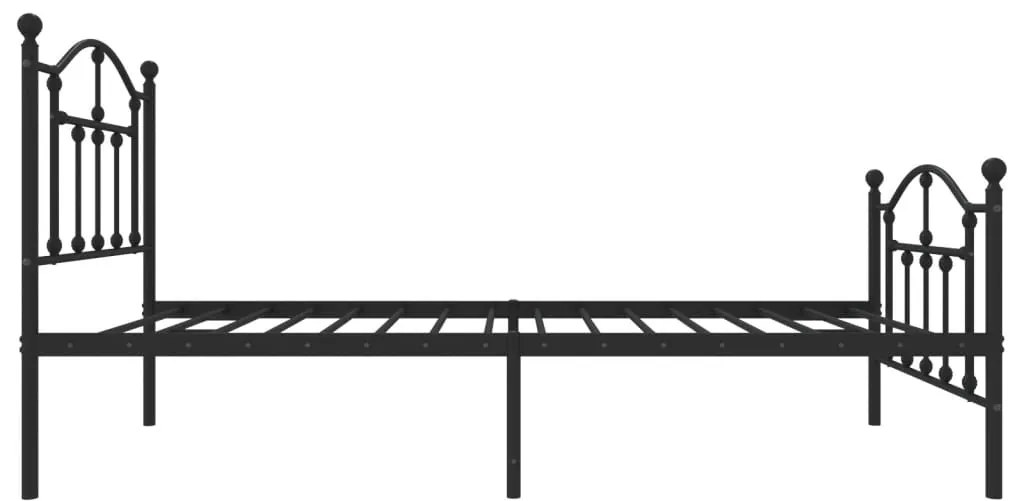 Estrutura de cama com cabeceira e pés 75x190 cm metal preto